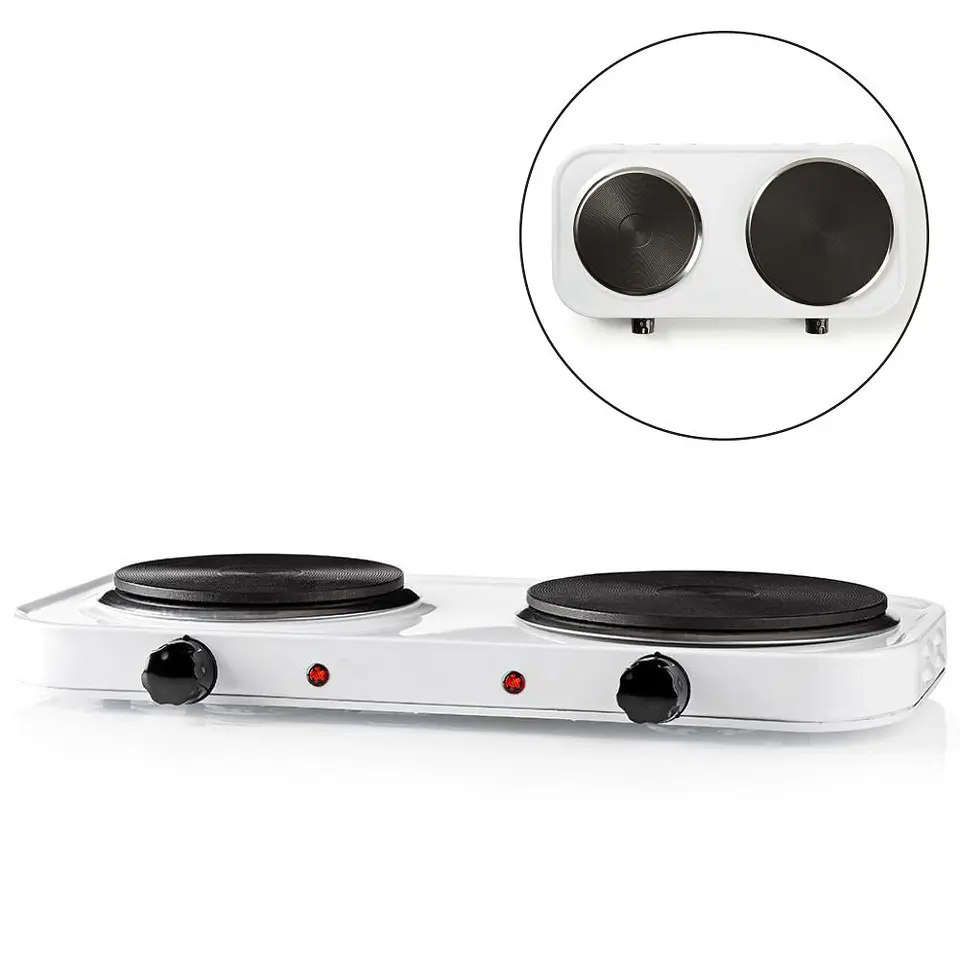 Fogão Elétrico 2 Placas 2500W Branco NEDIS 1
