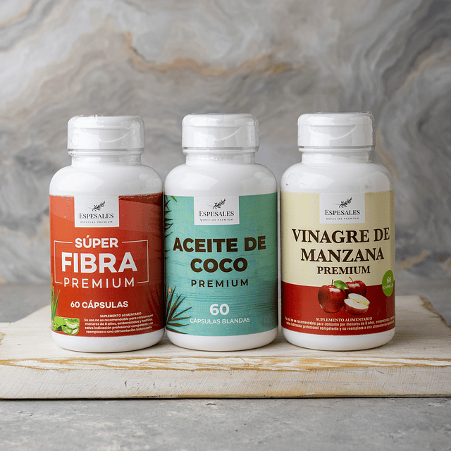 Pack fibra pro + Vinagre de manzana + Cápsulas de Aceite de coco