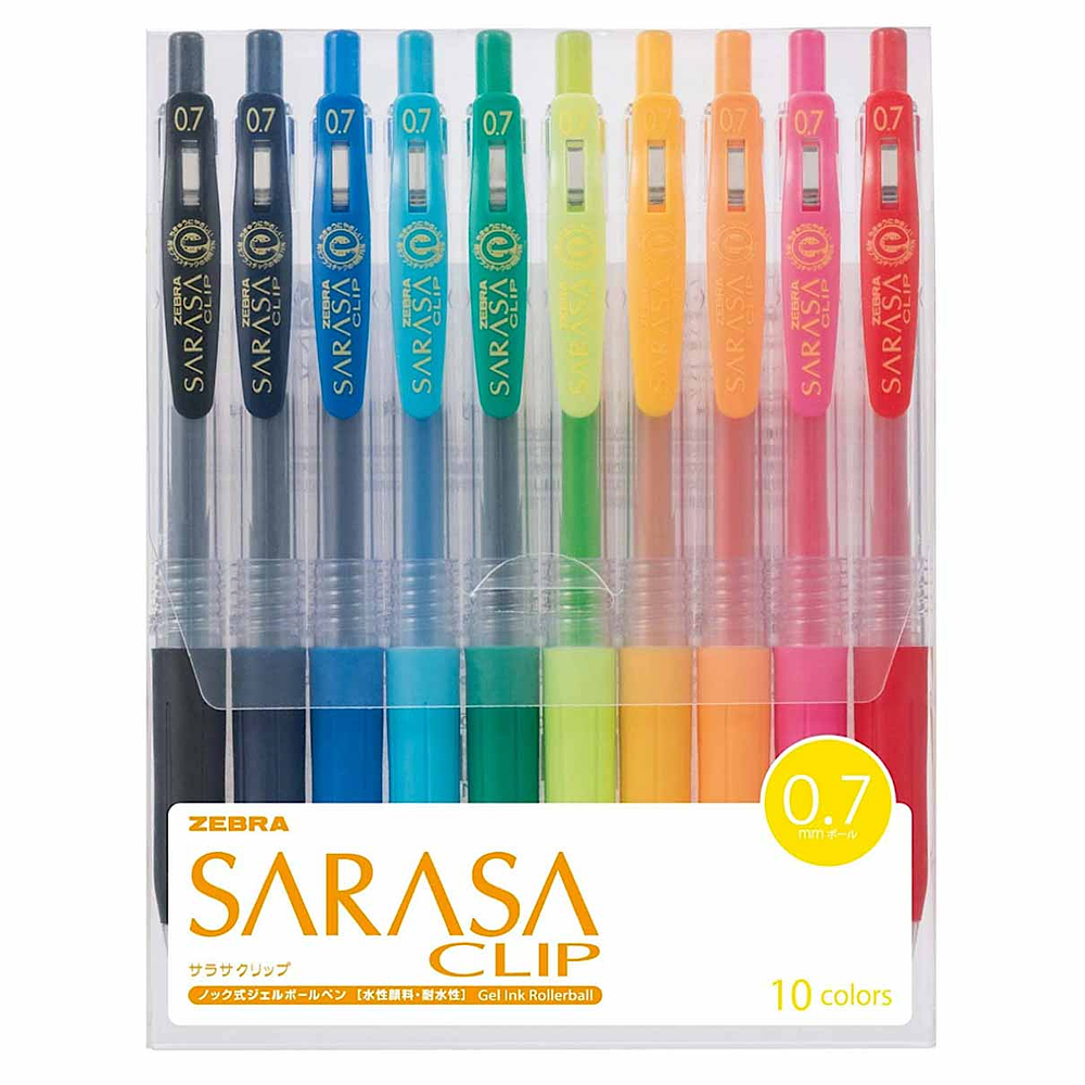 set 10 lápices gel 0.7 mm sarasa clip suavidad al escribir