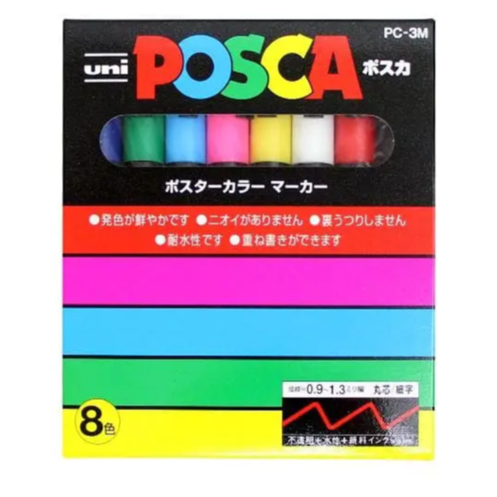 Uni Posca - Rotulador de punta media, 8 colores (PC-5M 8C)
