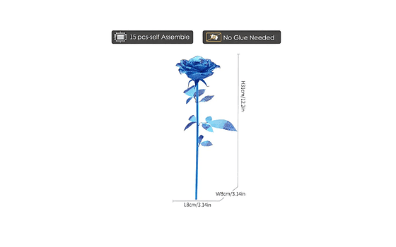 Blue Rose Puzzle 3D Metal