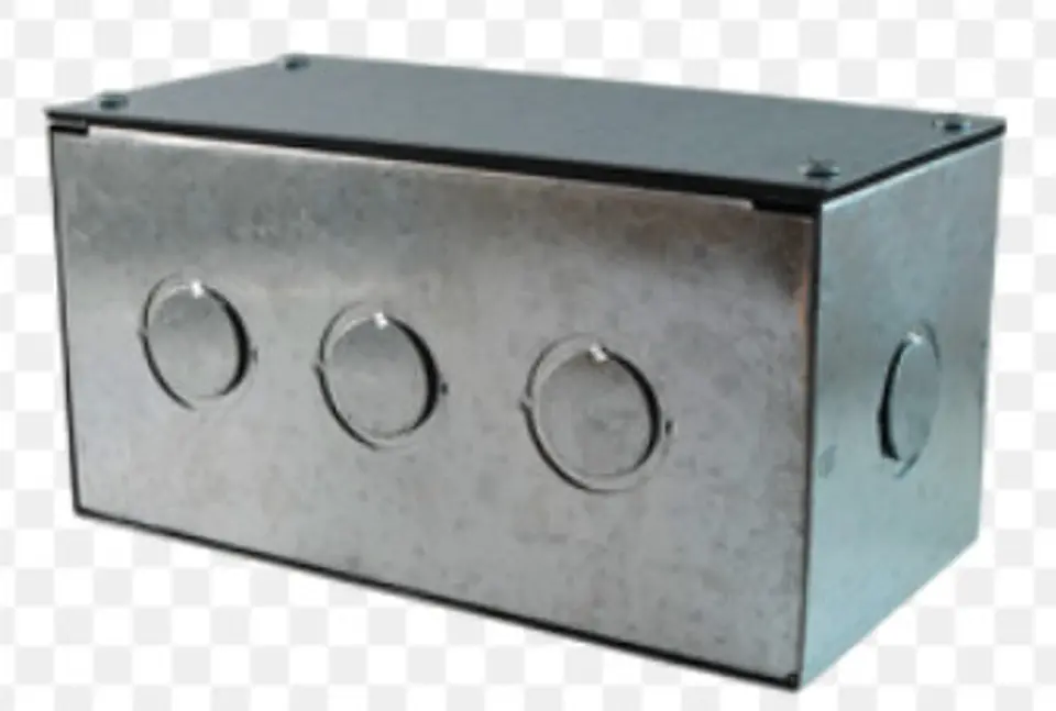 CAJA DE GALVA DE 100x100x65 CON SALIDAS DE 20-25mm PRE-PICADA CON TAPA 1