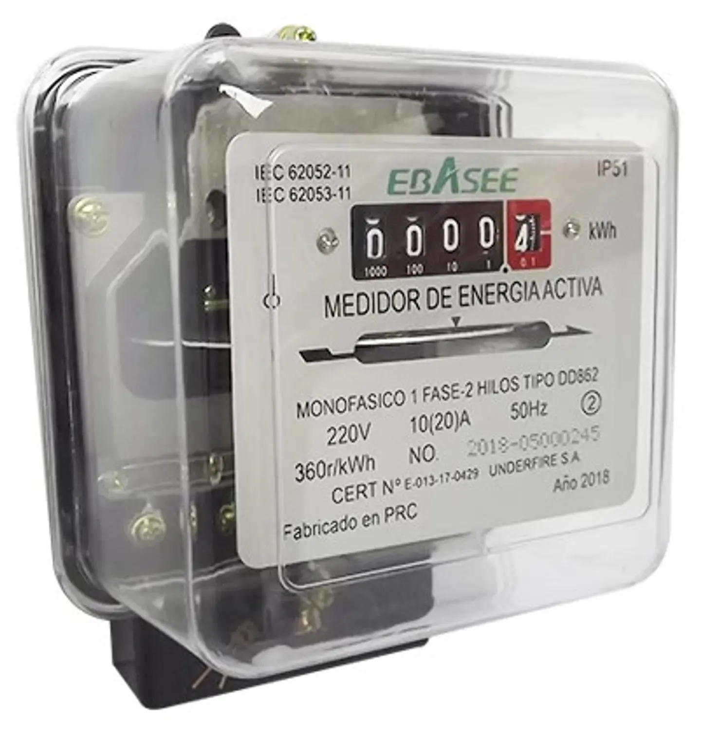 MEDIDOR MONOFASICO 1 FASE 2 HILOS 220V 10 850 9A 1