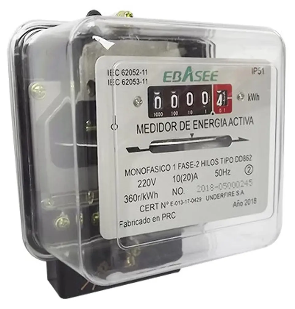 MEDIDOR MONOFASICO 1 FASE 2 HILOS 220V 10 850 9A 1