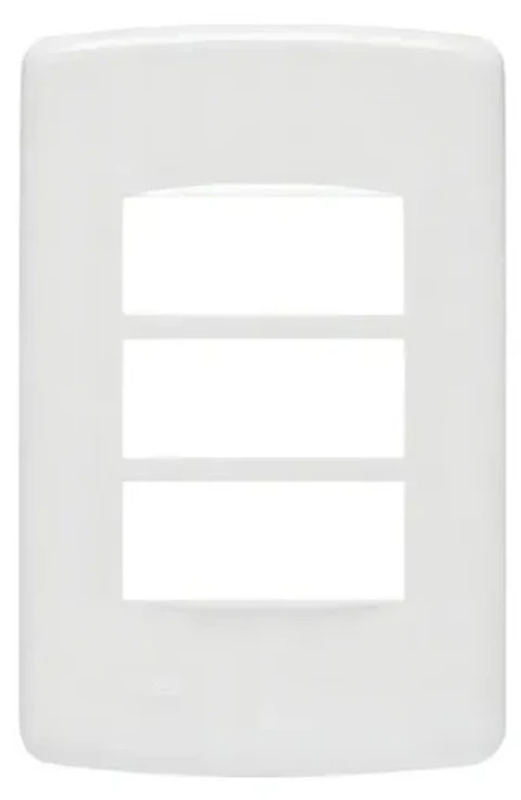 PLACA DE 4pul X 2pul 3 MODULOS CON SOPORTE BLANCO