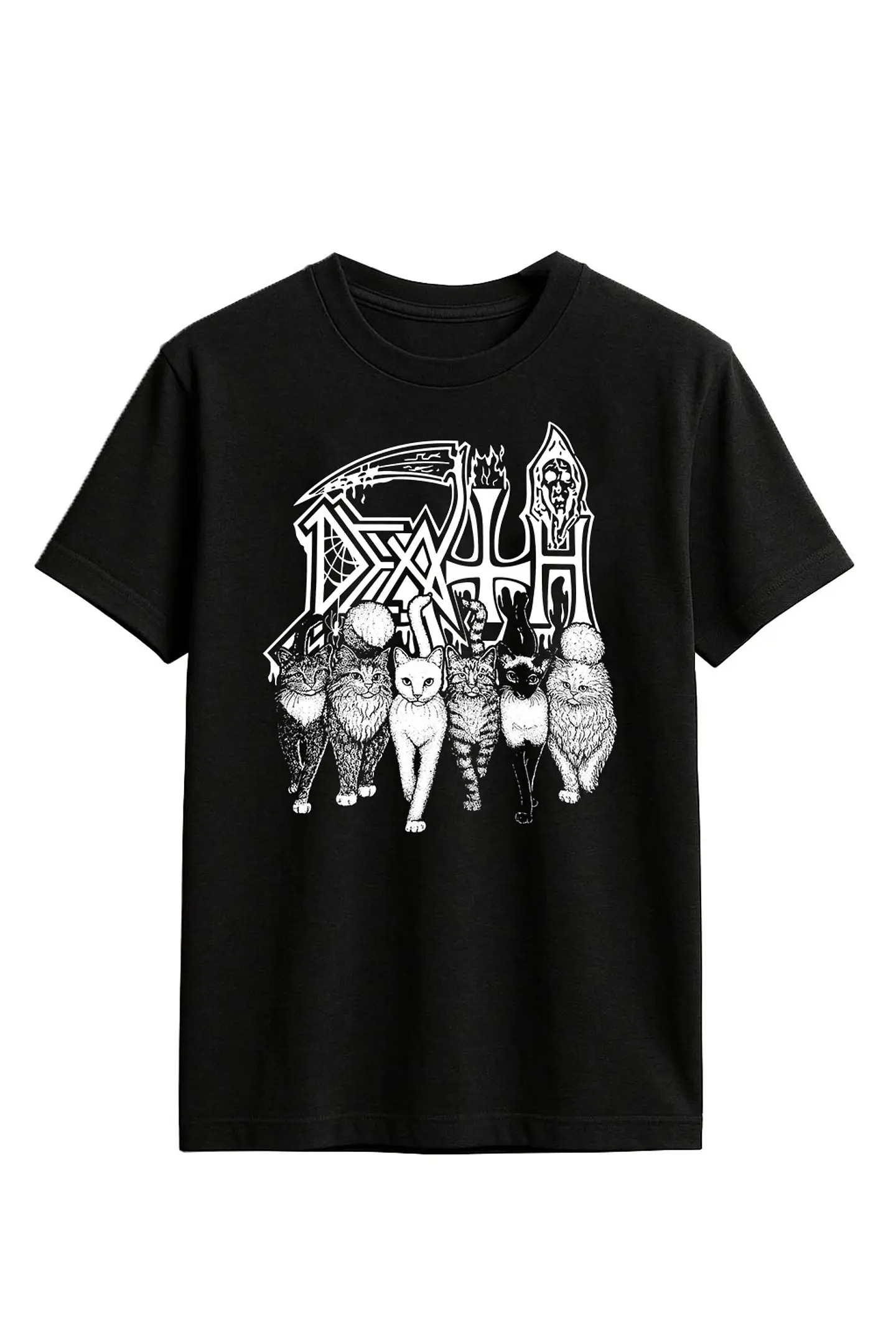Polera - Death Gatos Blancos 1