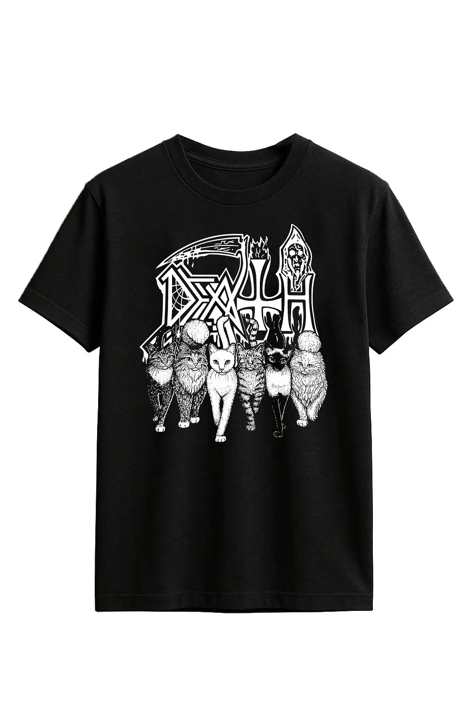 Polera - Death Gatos Blancos 1
