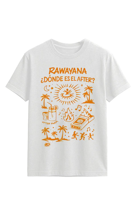 Rawayana - Donde es el After? Naranjo - Polera Blanca