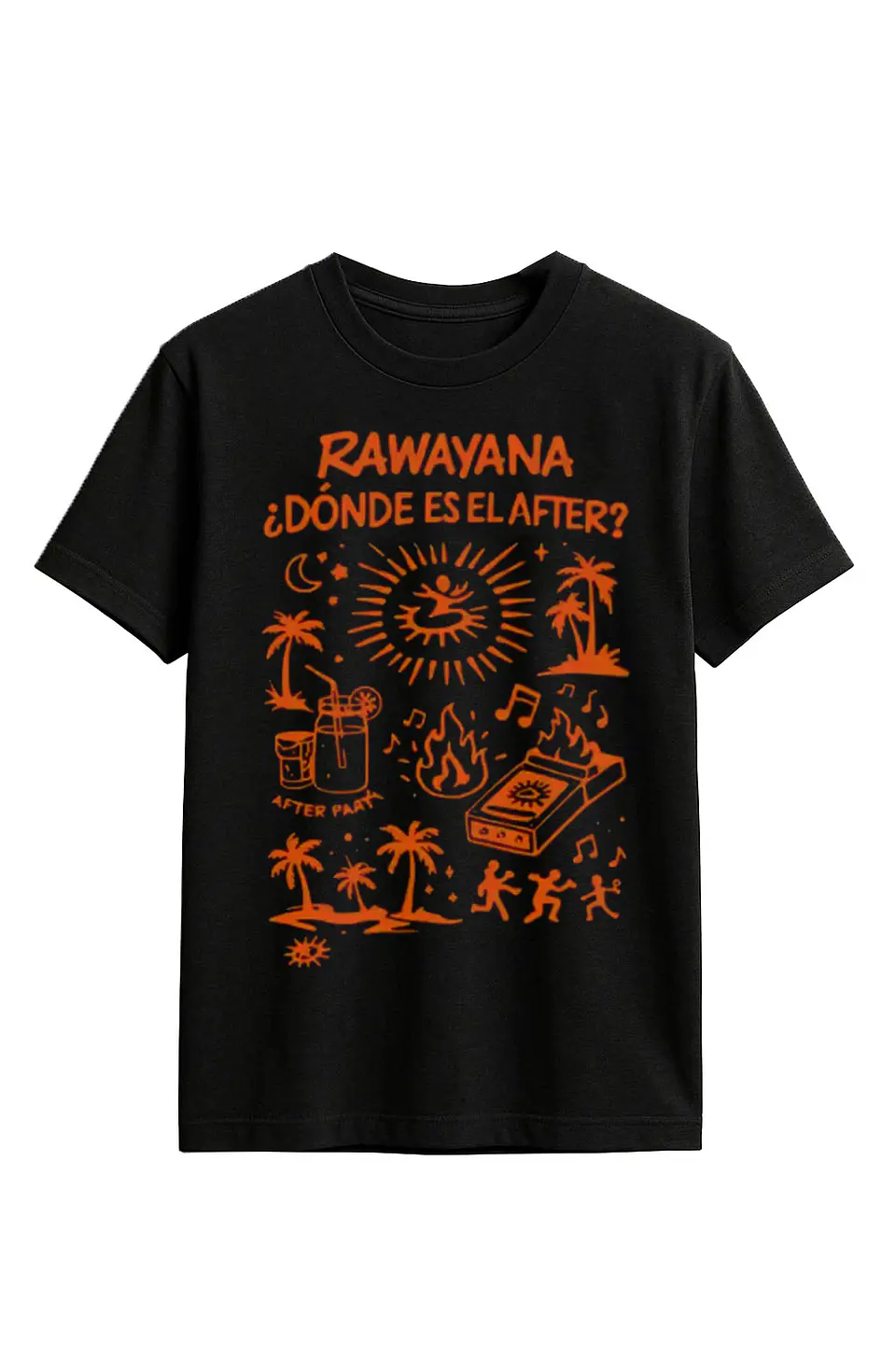 Rawayana - Donde es el After? Naranjo - Polera Negra 1