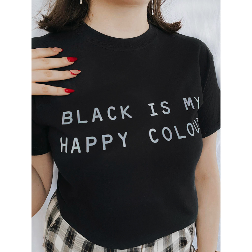 Polera TALLA S Y L Black is my happy colour 