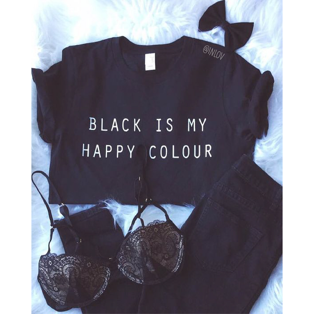 Polera TALLA S Y L Black is my happy colour 