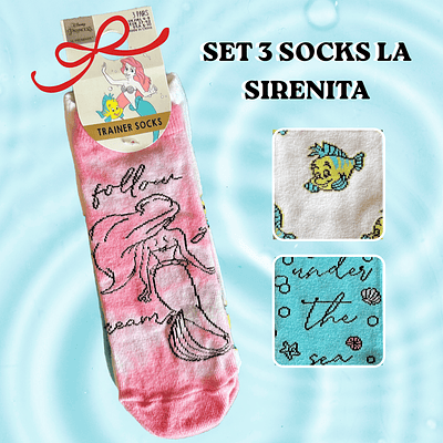 Set 3  Sock La Sirenita
