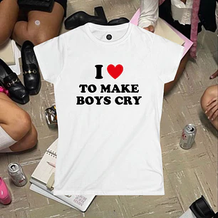 BABY TEE MUJER I LOVE TO MAKE BOYS CRY- OFERTA