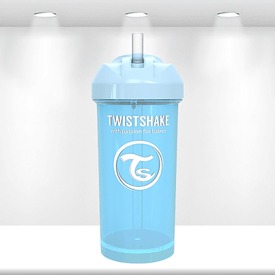 Vaso con bombilla azul 360 ml Twistshake