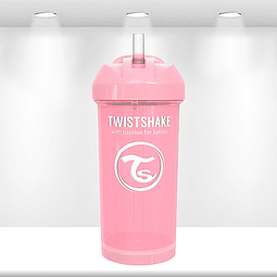 Vaso con bombilla rosado 360 ml Twistshake