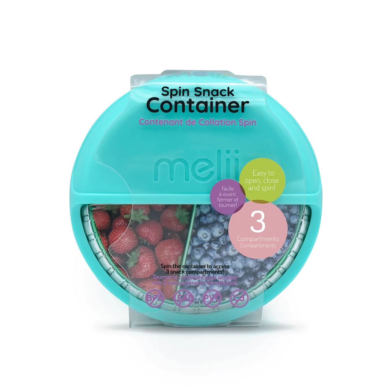 Contenedor spin snack azul Melii