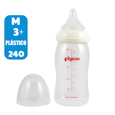 Mamadera boca ancha PP (plástico) talla M 240 ml Pigeon