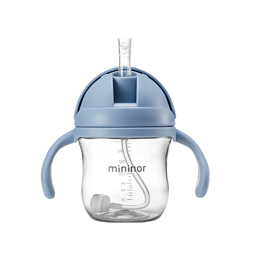 Vaso con bombilla 220ml azul Mininor