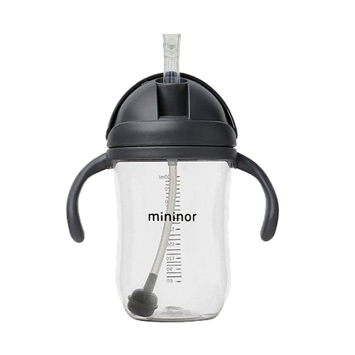 Vaso con bombilla 330ml Negro Mininor