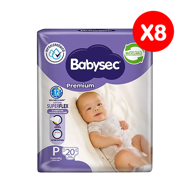 Babysec Premium P (Hasta 6Kg) X8 1