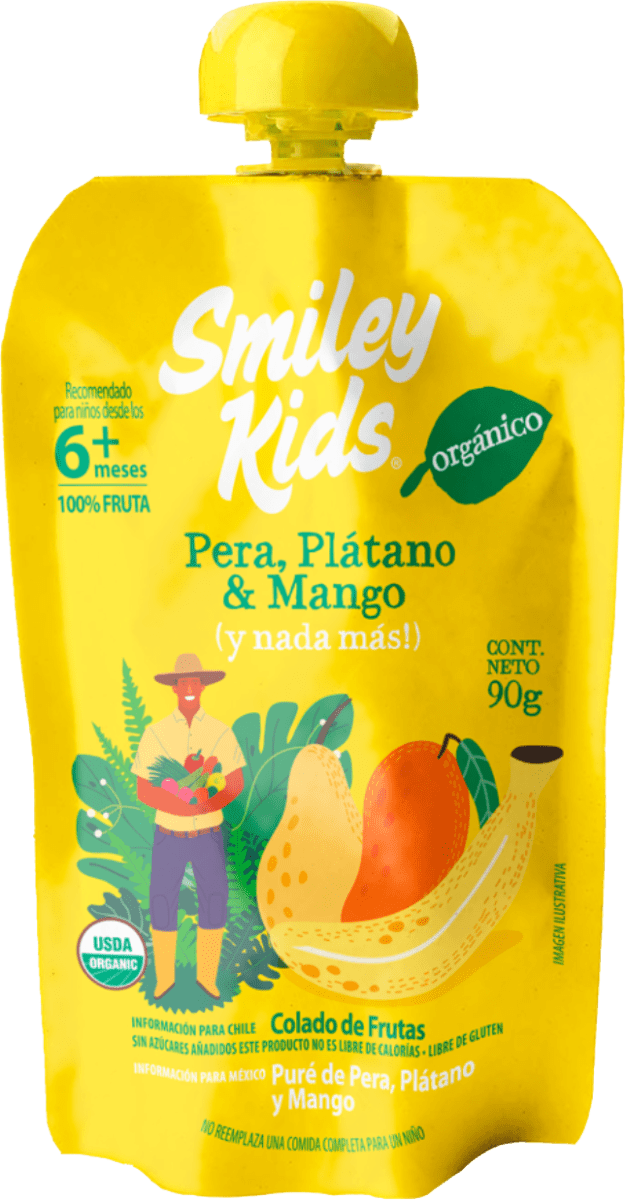 Colado Orgánica Pera Plátano Mango Smiley Kids