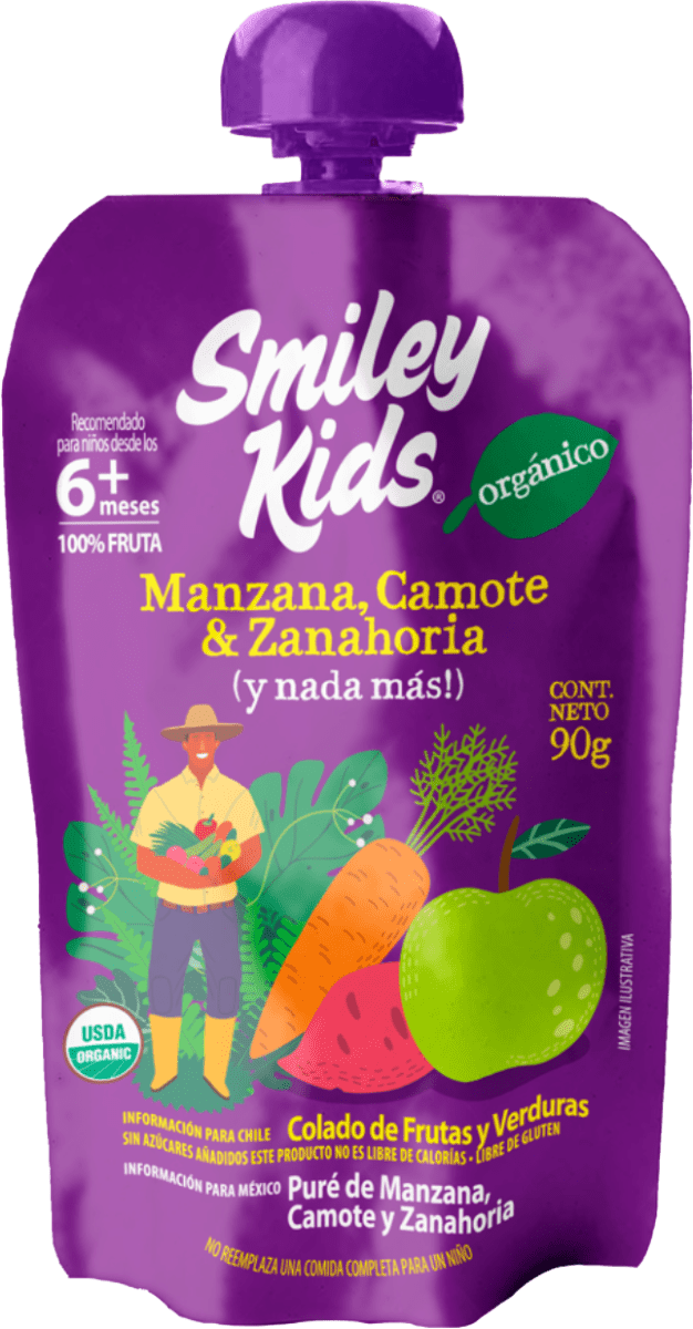 Colado Orgánica Manzana Camote Zanahoria Smiley Kids