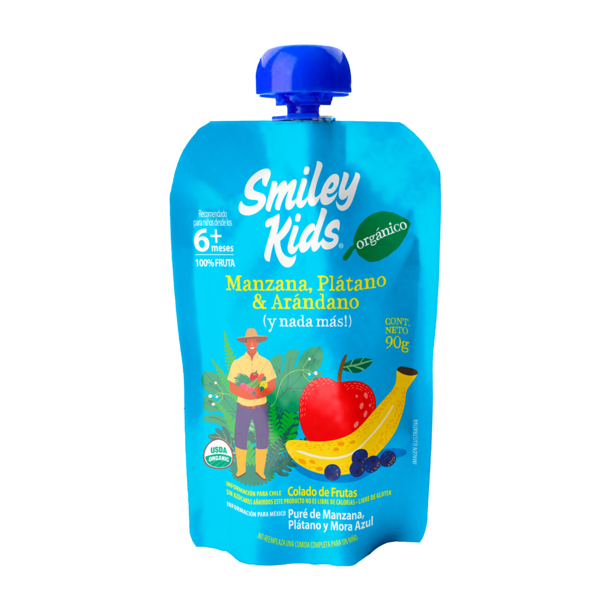Colado Orgánica Manzana Plátano Arándano Smiley Kids