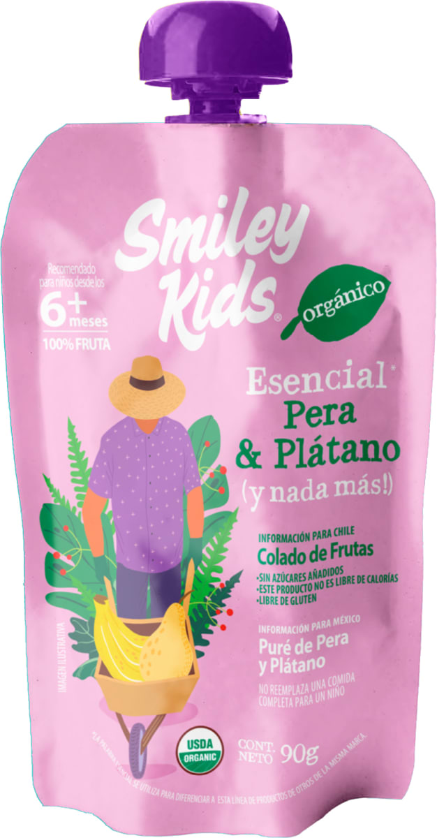 Compota Orgánica Pera Plátano Smiley Kids