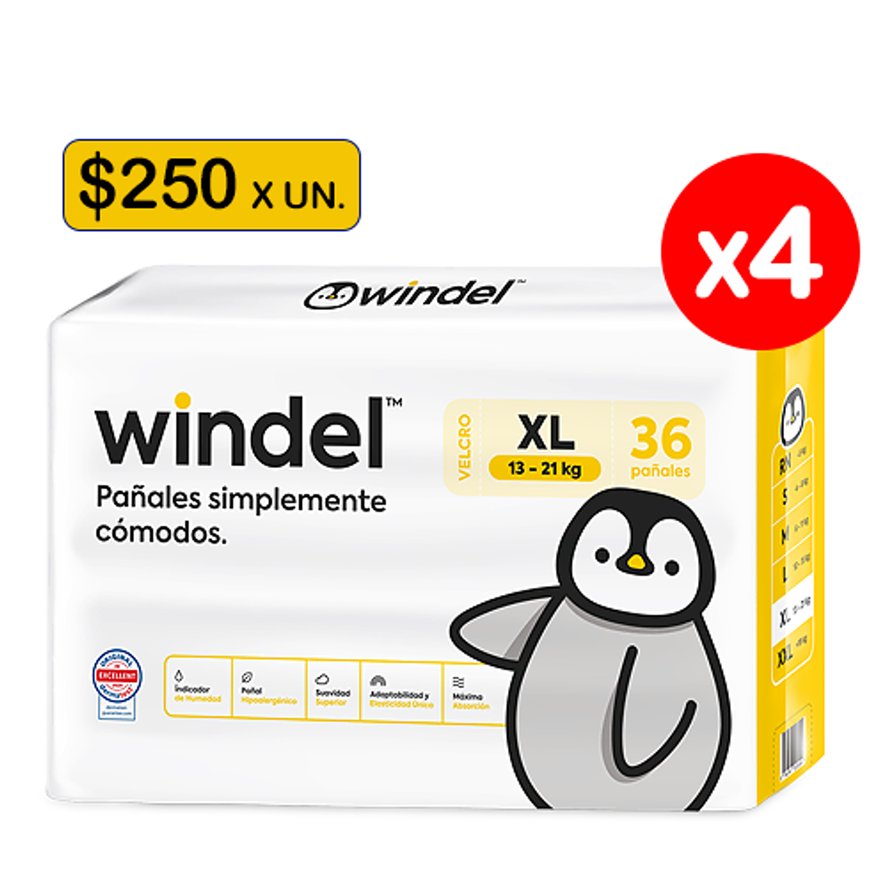 Windel XL (XXG) 144 unidades