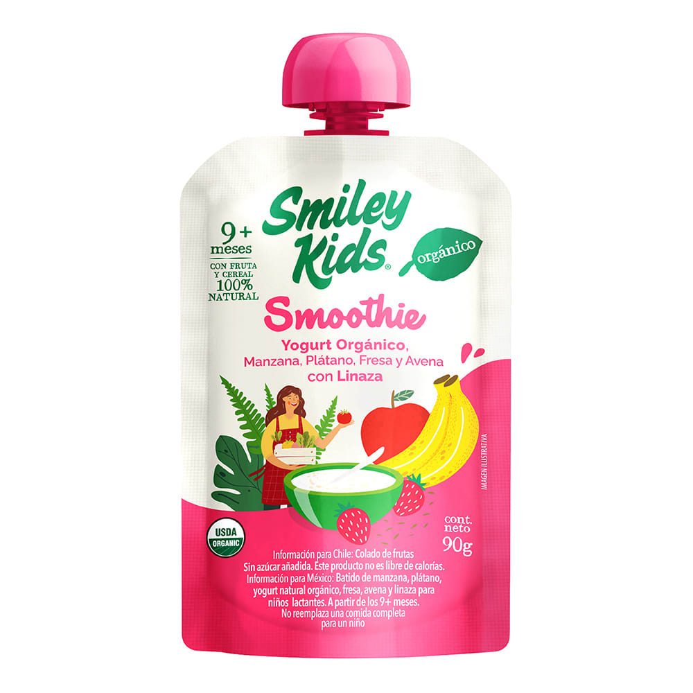 Smoothie Orgánico Manzana Plátano Fresa Avena Linaza