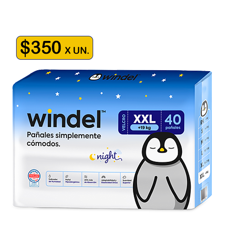 Windel Night 🌙 XXL (+19kg) 40 uds 1