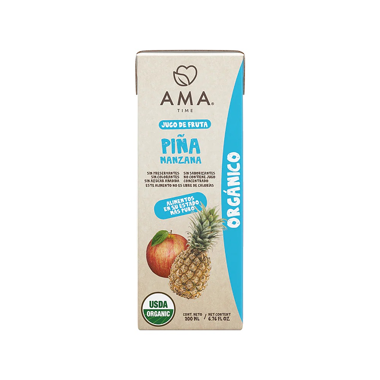 Jugo Manzana Piña Orgánico 200 cc Ama 1