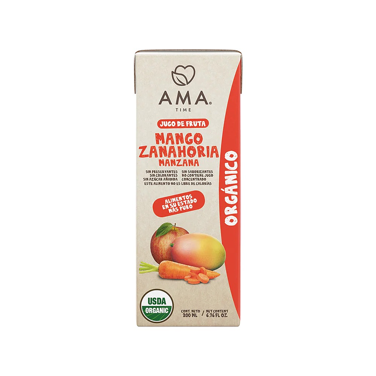 Jugo Manzana Mango Zanahoria Orgánico 200 cc Ama 1