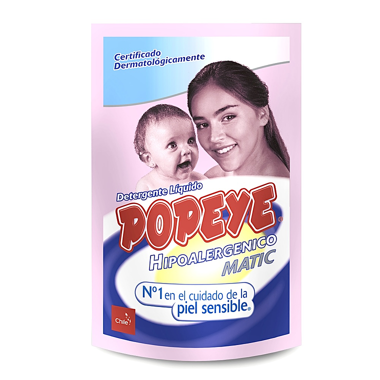 Detergente líquido Popeye hipoalergénico doypack 800 ml 1