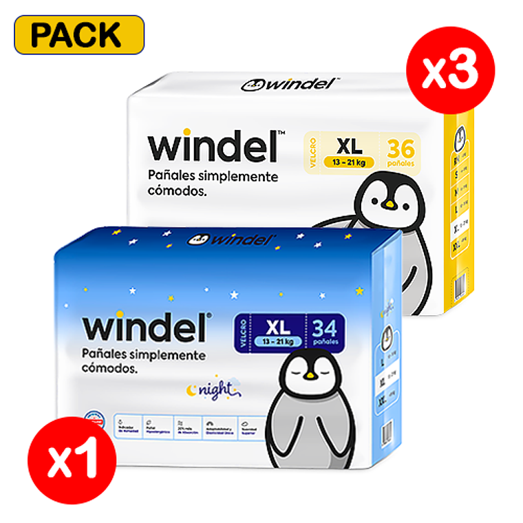 PACK Windel 1 Night XL y 3 XL 1