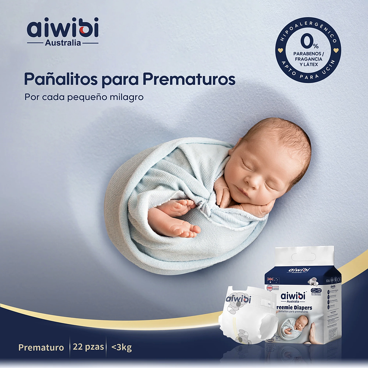 Aiwibi Prematuro RN (0-2kg) 22 uds 2