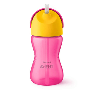Vaso con Bombilla Flexible Philips Avent Rosado 300 ml (12m+)