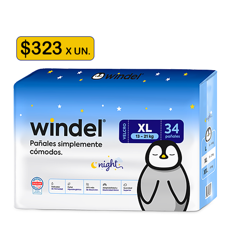 Windel Night 🌙 XL (13-21 kg) 34 uds 1