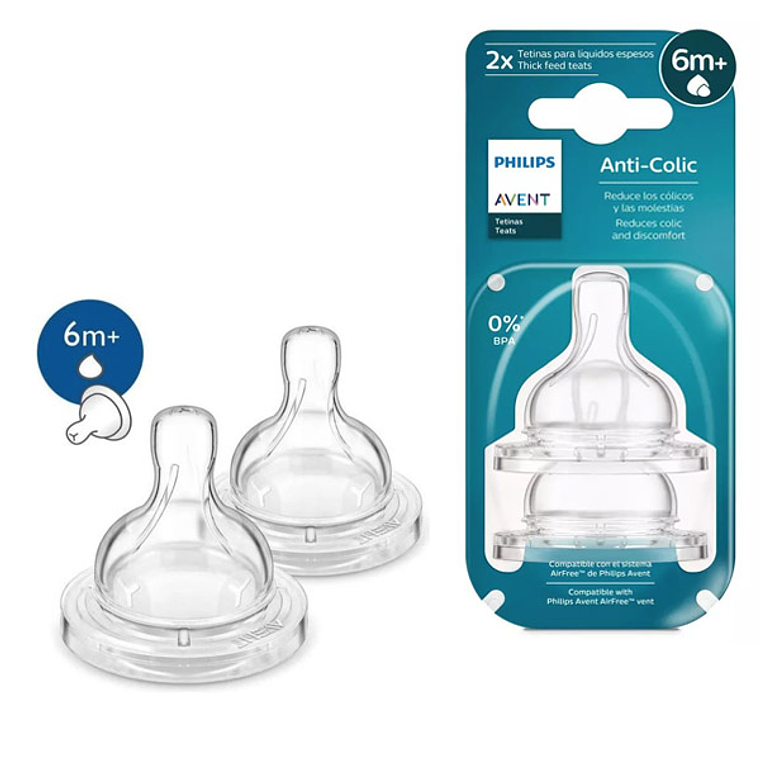 Tetinas Philips Avent Classic+ 6M+ Líquidos Espesos Pack 2 1