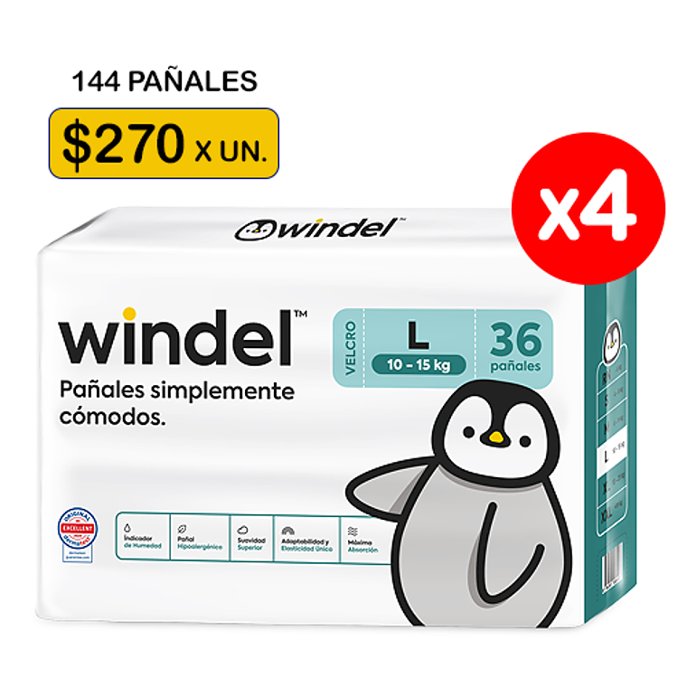 Windel L (10-15kg) 144 uds 1