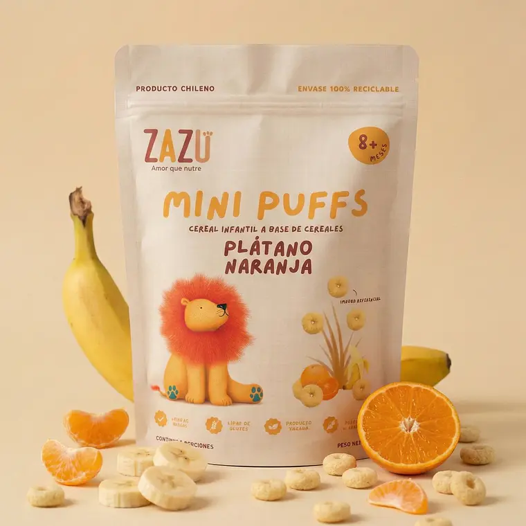 Puffs Orgánicos Plátano Naranja 50g Zazu Foods 3