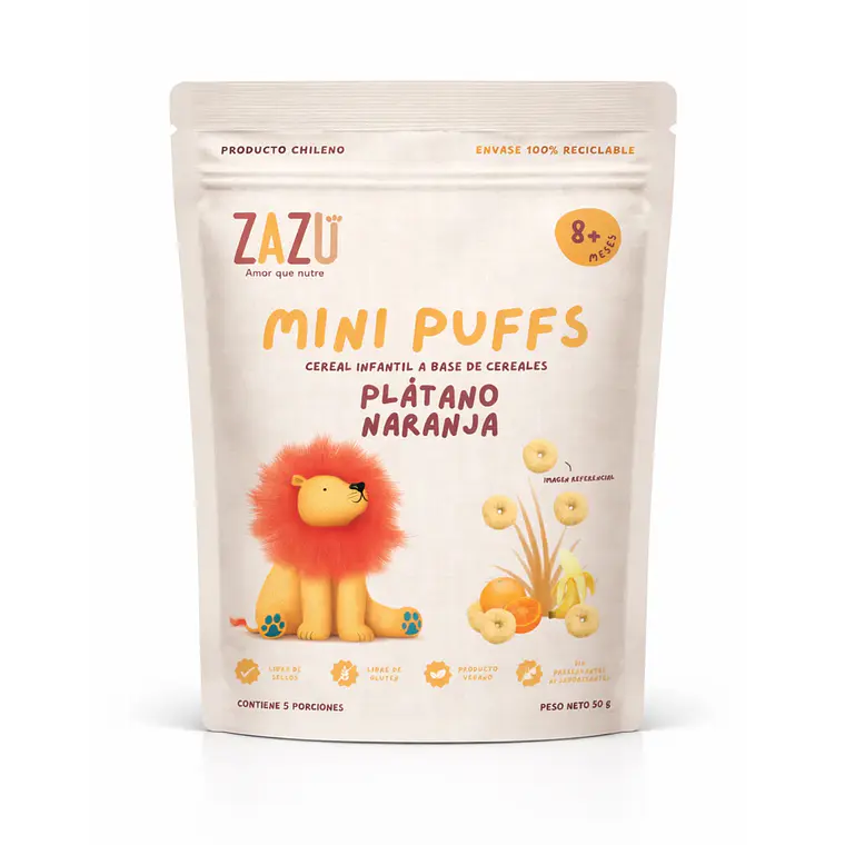 Puffs Orgánicos Plátano Naranja 50g Zazu Foods 1