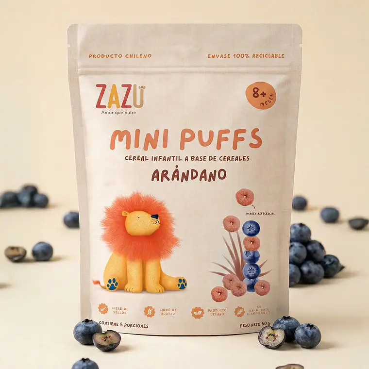 Puffs Orgánicos Arándano 50g Zazu Foods 3