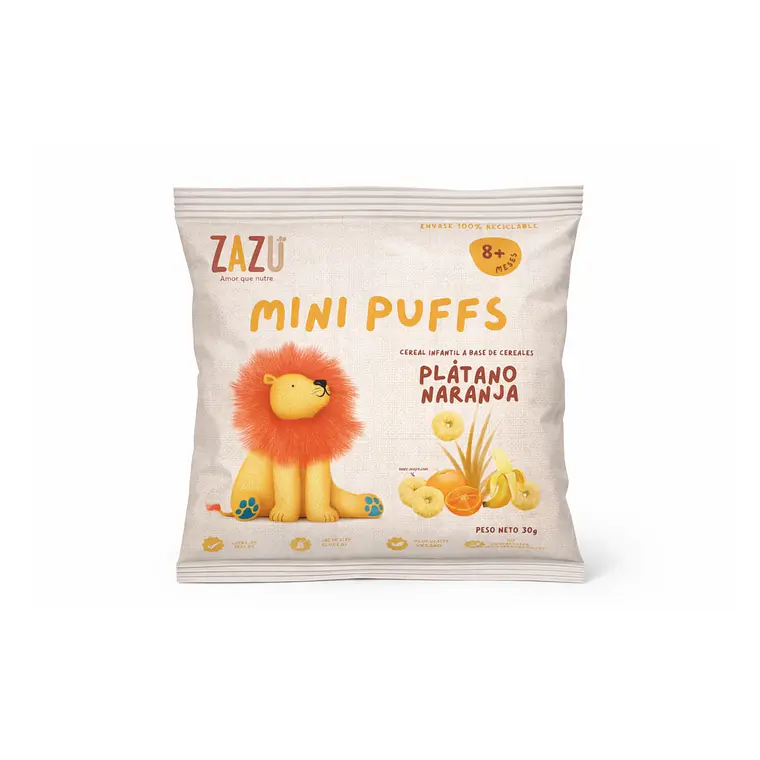 Puffs Orgánicos Plátano Naranja 10g Zazu Foods 1