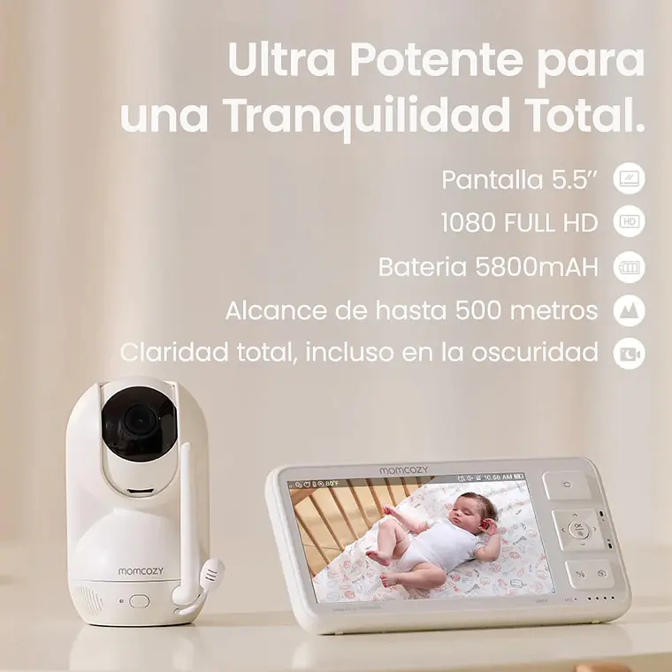 Monitor de Bebé Momcozy 1080P Full HD 2