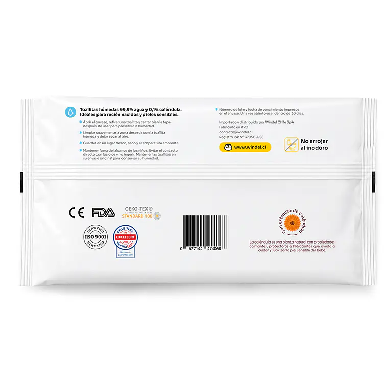 Toallitas Húmedas Windel Wipes Caja 6x80 uds. | 99,9% Agua 3