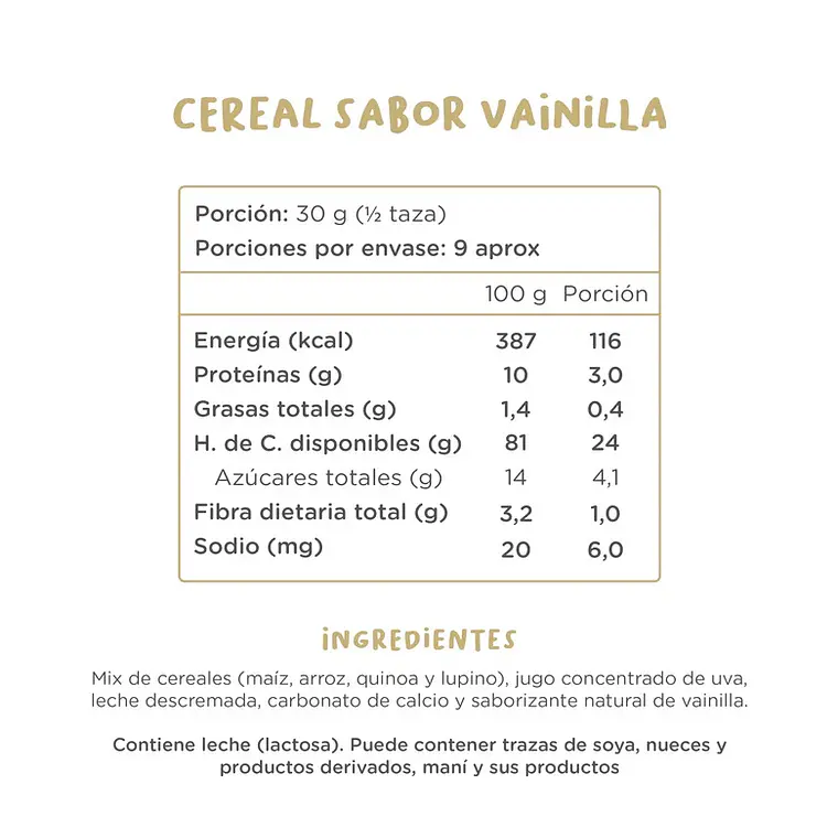 Cereal Infantil Vainilla Kuna Foods 280g 3