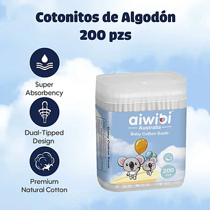 Cotonitos de bebe aiwibi 200 unidades