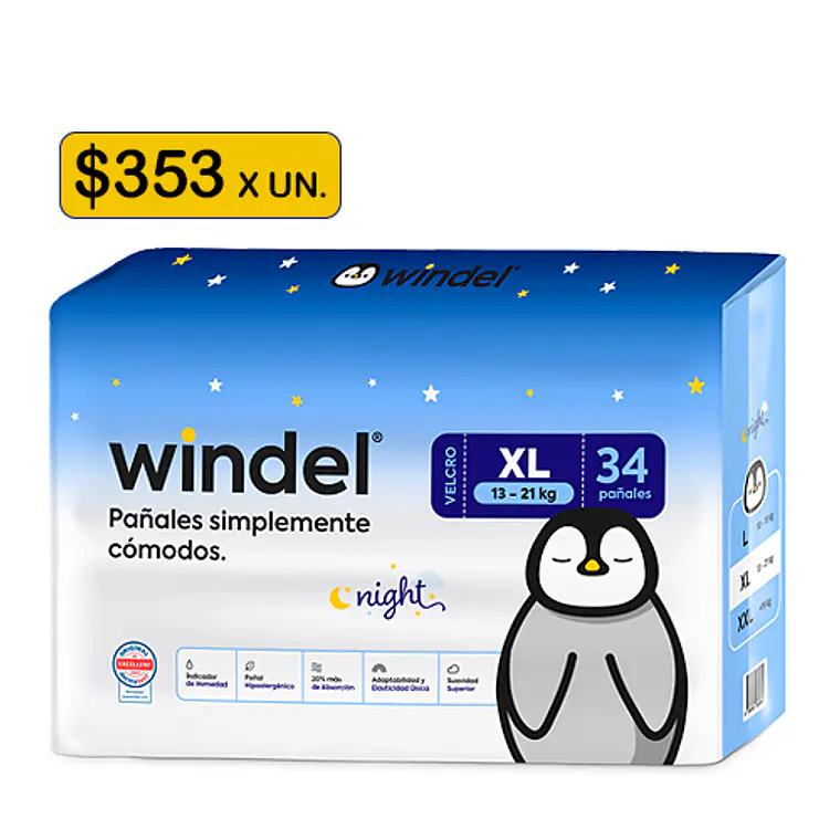 Windel Night 🌙 XL (13-21 kg) 34 uds 1