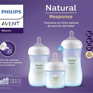 Set 3 Mamaderas Avent Natural Response Azul